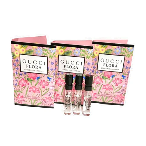 Gucci Flora Sample Perfume Perfume Gorgeous Gardenia Women Spray 1.5 ml / 0.05 oz set of 3