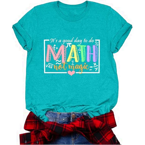 MMIUAEG Math Teacher Shirts for Women It's A Good Day to Do Math Letter Print Tshirt Funny School Mathematics Teach Graphic Tee