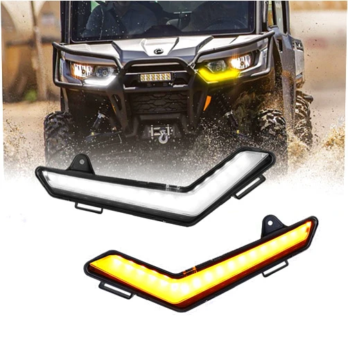 Akmties Can Am Defender LED Turn signal light Daytime lamp Kit with white amber Compatible with 2020-2021 Defender MAX Can-Am Commander