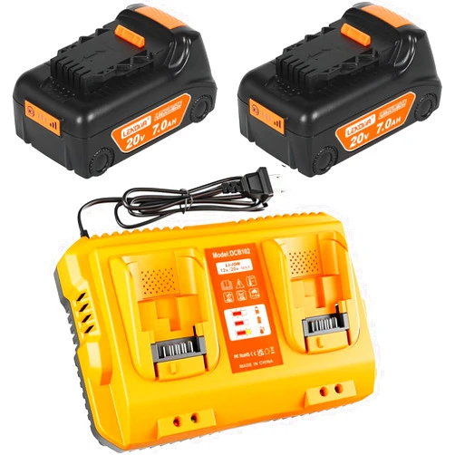 Lomrige 20v Max Battery Replacement for Dewalt 20V 7.0Ah Battery 2Pack with DCB102 Battery Charger Station for DCB201 DCB204