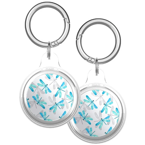 XtremePads Case, Compatible with Apple Airtags Finder - Protective Soft TPU Keychain Cover, for Pets, Bags, Keys ( Dragonfly Blue Watercolor )