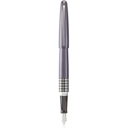 PILOT MR Retro Pop Collection Fountain Pen in Gift Box, Gray Barrel with Houndstooth Accent, Fine Point Stainless Steel Nib, Refillable Black Ink (91435)