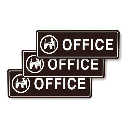 Beiyier 3 Pack Office Sign 9 x 3 Inch, Bright Acrylic Design Self-Adhesive Sign for Home Office or Business, Easy Install to Door or Wall (Black)