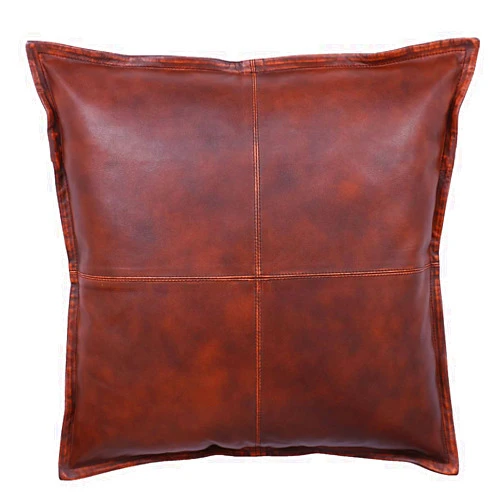 TOMJACK Lambskin Leather Pillow Cover - Sofa Cushion Case - Decorative Throw Covers for Living Room, 18 x 18 Inches - Tan Antique Box Pack of 1