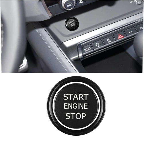 QZTYTY Car Push Start Button Cover, Ignition Switch Button, Engine Push Start Stop Button Cover Trim, Universal Car Accessories Start Stop Button Cover Compatible with A4 LA5 A6 LA7 Q5 Q7 (Black)