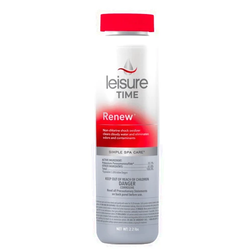 Leisure Time RENU2 Renew Non-Chlorine Shock Treatment, Non-Chlorine Oxidizer for Hot Tubs and Spas, Restores Water Clarity and Freshness, Gentle on Skin, 2.2 lbs