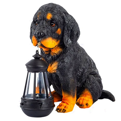SHULEI Garden Dog Statues outdoor Decor - Solar Powered Garden Lantern - Resin Dog Animal Sculpture with LED Light for Patio, Lawn, Yard Art Decoration, Housewarming Garden Gift