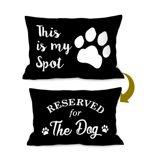 Burosev Reserved for The Dog Reversible Soft Pillow Covers, Funny Pet Paw This is My Spot Decorative Pillowcase, Pet Dog Lover Decor Decorations for Home Bedroom Living Room（12 × 20 Inch）