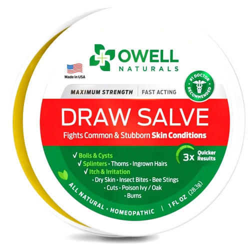 OWELL Naturals Drawing Salve Ointment 1oz, ingrown Hair Boil, Splinter Remover, Bug and Spider Bites, bee Sting, Mosquito bite Itch, Poison Ivy