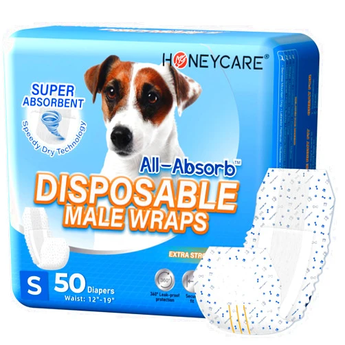 HONEY CARE All-Absorb A26 Male Dog Wrap, 50 Count, Small