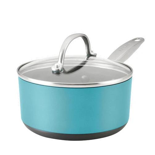 Anolon Achieve Hard Anodized Nonstick Sauce Pan with Lid, 2 Quart, Teal