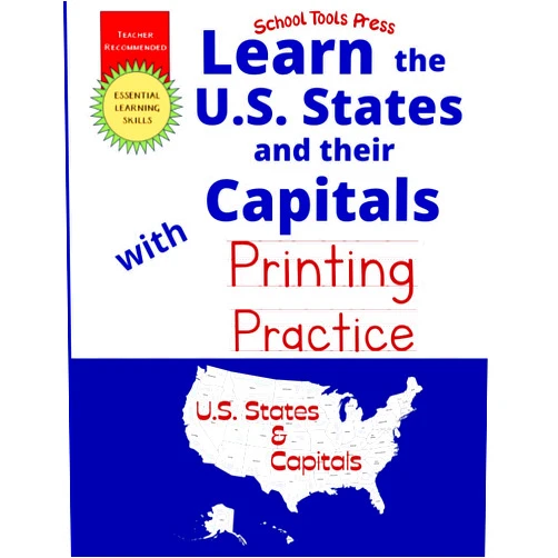 Thérèse Palmisano, M.Ed.,School Tools Press,Six Palms Press Learn the U.S. States and their Capitals with Primary Manuscript Printing Practice: Learn the States and Capitals Workbook for Kids ages 5-9 | ... (School Tools Press Activity Books)