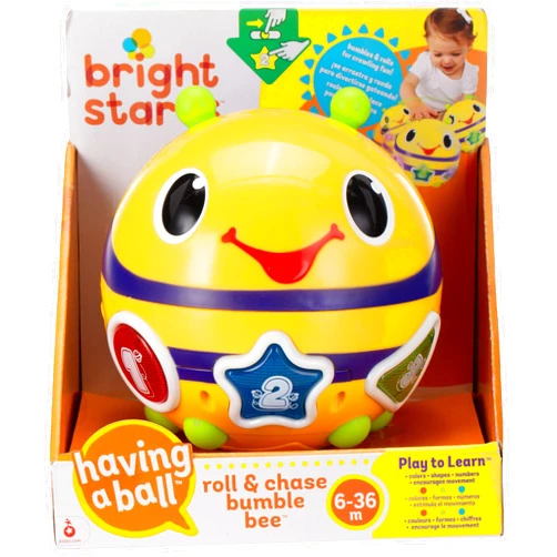 Bright Starts Having a Ball Roll and Chase Bumble Bee - Introduce Shapes, Numbers, Colors, Ages 6 months +