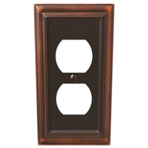 AMERELLE 94DVB Continental Single Duplex Cast Metal Wallplate in Aged Bronze