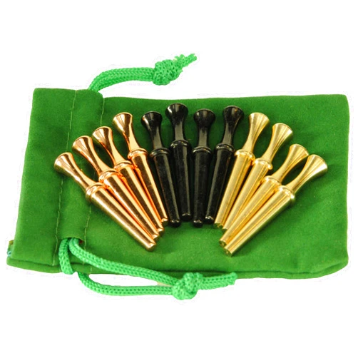 Deluxe Games and Puzzles Cribbage Pegs Valkyrie Style Extra Large Round Top, Set of 12 pegs in 3 Colors, for Specialized Cribbage Boards, Soft Green Velveteen Storage Pouch