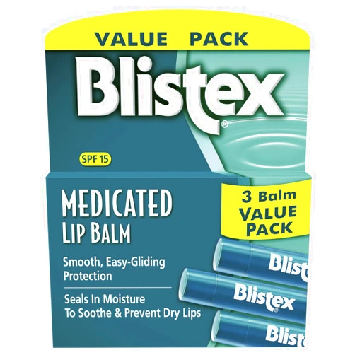 Blistex Medicated Lip Balm, 0.15 Ounce, 3 Count (Pack of 1) Prevent Dryness & Chapping, SPF 15 Sun Protection, Seals in Moisture, Hydrating Lip Balm, Easy Glide Formula for Full Coverage