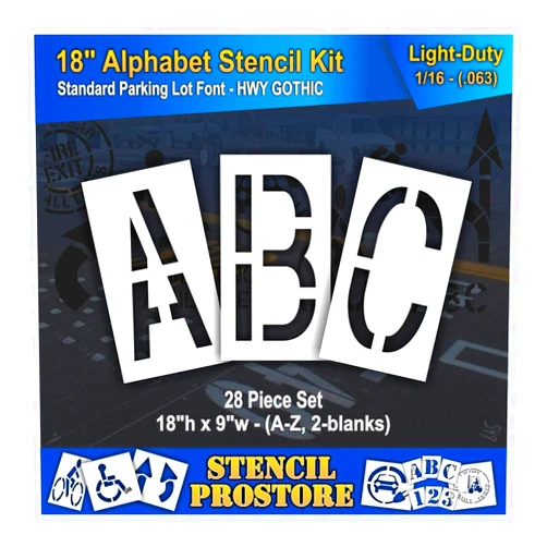 Stencil ProStore Pavement Stencils - 18 inch Alphabet KIT Stencil Set - (28 Piece) - 18