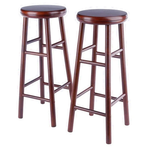 Winsome Shelby 2-Piece Swivel Bar Stools, 30 in, Walnut, Solid Wood
