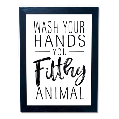 Boswaydeco Black and White Bathroom Decor Art Bathroom Decor Signs Small Black Framed Canvas Toilet Art Kid's Washroom Artwork Print