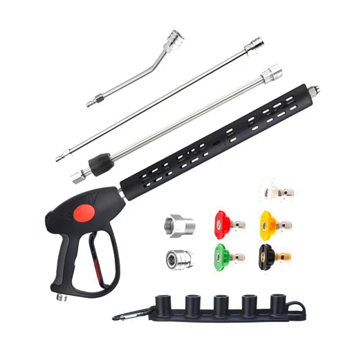 M MINGLE High Pressure Washer Gun, Extension Wands and 30 Degree Curved Rod for Hard-to-Reach Areas, M22 15mm or M22 14mm Fitting, 5 Nozzle Tips, 4000 PSI