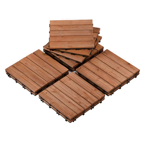 Yaheetech 110pcs Patio Deck Tiles Composite Decking Floor Tiles 12 x 12in Interlocking Fir Wood Indoor Outdoor Patio Garden Deck, Brown
