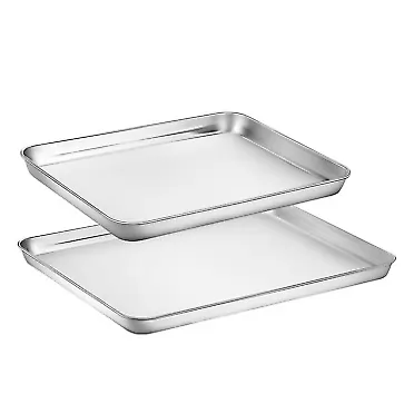 Zacfton Baking Sheets Set of 2 Packs, Zacfton Baking Pans Cookie Pan Tray for Toaster Oven Bakeware Set Rimmed Baking Tray 2 Pieces for Baking and Roasting, Durable & Commercial Quality(16 Inch 12 Inch) 16inch 12inch