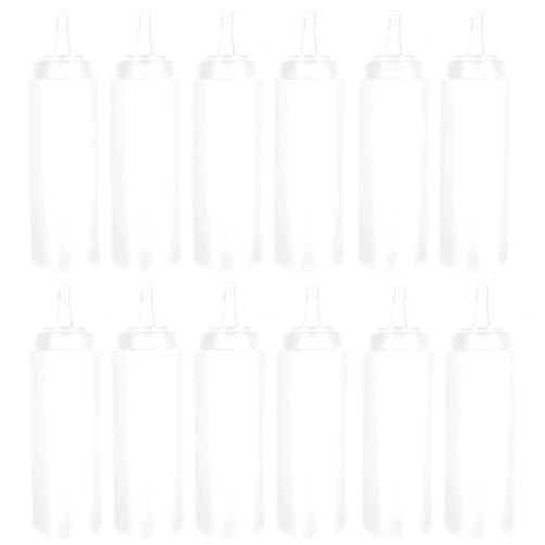 Anyumocz 12 Pack 8 oz Plastic Squeeze Bottles Multipurpose Squirt Bottles for Ketchup,Condiments,BBQ Sauce,Dressing,Barbecue,Grilling,Crafts,Syrup and More