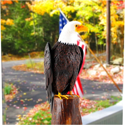 chisheen Bald Eagle Outdoor Metal Yard Art Statue and Sculpture for Garden Lawn Patio Living Room Decoration