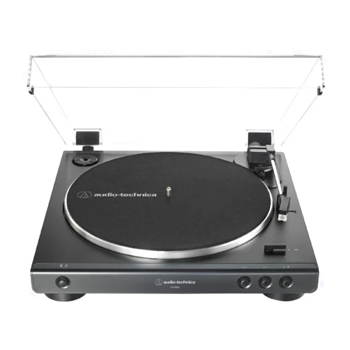 Audio-Technica AT-LP60X-BK Fully Automatic Belt-Drive Stereo Turntable, Black, Hi-Fi, 2 Speed, Dust Cover, Anti-Resonance, Die-Cast Aluminum Platter