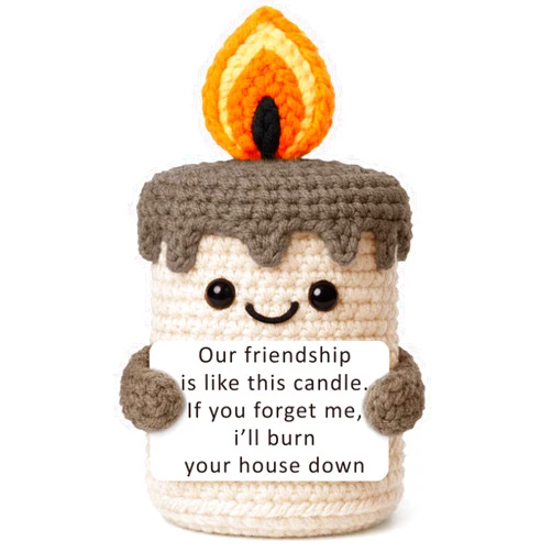 YUEYUQIU Funny Best Friend Birthday Gifts for Women Men, Handmade Crochet Candle Decor, Sarcastic Friendship Presents for Bestie Sister, Cute Birthday Christmas Gag Gift, Dark Humor Desk Accessories