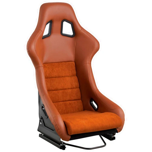 Jiabeir Size L Jiabeir Piece Universal Strong Fiberglass Back Racing Bucket Seat Brown PVC Leather Suede Center Stitching With Double Sliders Fit For Driving Car Use