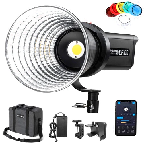 AMBITFUL EF100 Aurora COB LED Video Light,5600K,CRI 95+, TLCI 97+,Built-in FX Effects,Support APP Control for Still Life Photography, Portrait, Studio Lighting,Interview Lighting