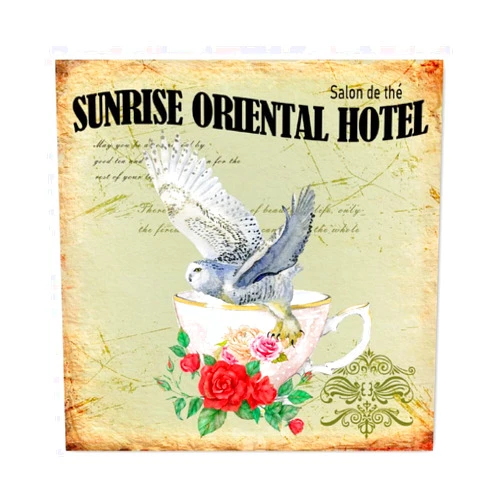 Evans1nism Rustic Owl Sunrise Oriental Hotel Wood Sign Red Pink Rose Floral Wood Plaque Sign Spring Flower Mid Century Family Wall Decorations for Farmhouse Bedroom Living Room Room Decor 8x8in