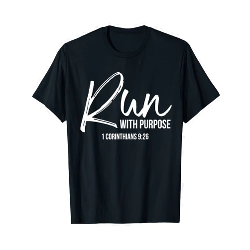 P37 Design Studio Jesus Shirts Christian Runner Gift Running Gear Run With Purpose Quote T-Shirt