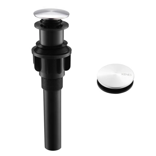 KENES Bathroom Vessel Sink Pop Up Drain Without Overflow Assembly, Lavatory Vanity Sink Drain Stopper,Anti-Clogging Drain Strainer, Brushed Nickel, KE-P300A
