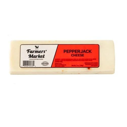 Farmers' Market Cheese, Pepper Jack Cheese Block, 7oz, Made From Wisconsin Cheddar, All Natural Cheese Snack, Perfect for Slicing and Shredding, 1pk