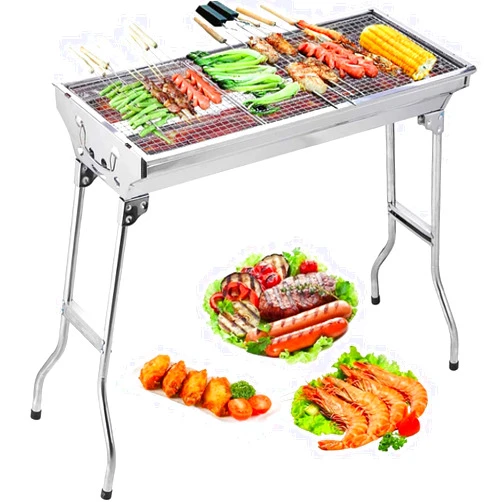 Himaly Charcoal Grill, Barbecue Grill Stainless Steel BBQ Smoker Barbecue Folding Portable for Outdoor Cooking Camping Hiking Picnics Backpacking Large