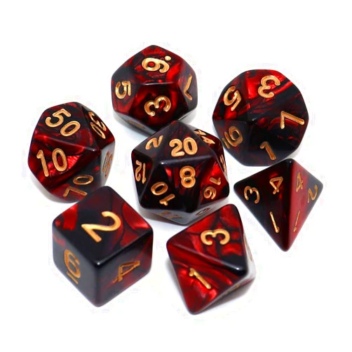 CREEBUY DND Dice Set Red Black RPG Dice for Dungeon and Dragons D&D MTG 7-Die Polyhedral Dice