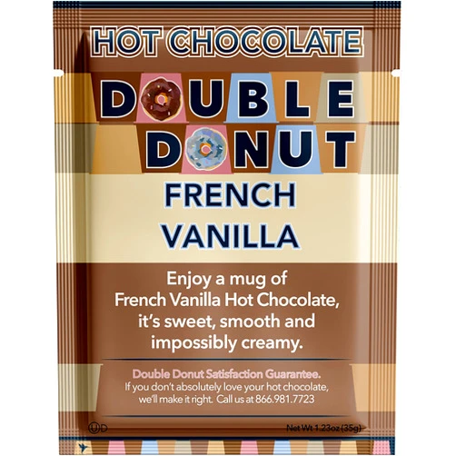 Double Donut Coffee Double Donut French Vanilla Hot Chocolate Mix Packets, Flavored French Vanilla Hot Cocoa Mix, 18 Count