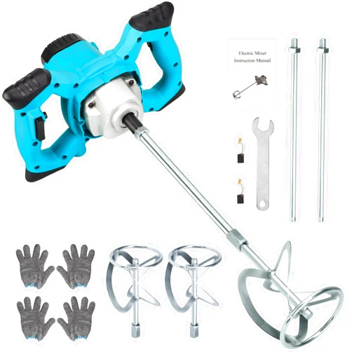 NorthSpoor Electric Handheld Cement Mixer, Portable Mortar Mixer, 2600W, with 6 Speed,Paint, Grout, Plaster, Thinset (Blue)