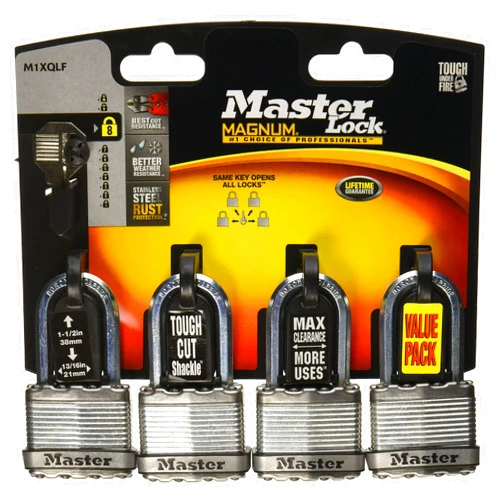 MASTER LOCK COMPANY M1XQLF 4PK 1-3/4 MAG LG Padlock, 1 Pack