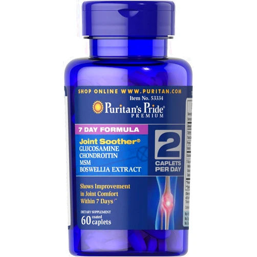 Puritan's Pride 7 Day Formula Joint Soother Glucosamine, Chondroitin, MSM & Boswellia-60 Caplets
