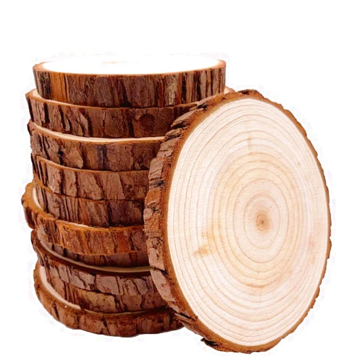 William Craft Unfinished Natural with Tree Bark Wood Slices 10 Pcs 4.2-4.7 inch Disc Coasters Wood Coaster Pieces Craft Wood kit Circles Crafts Christmas Ornaments DIY Crafts with Bark for Crafts Rustic Wedding