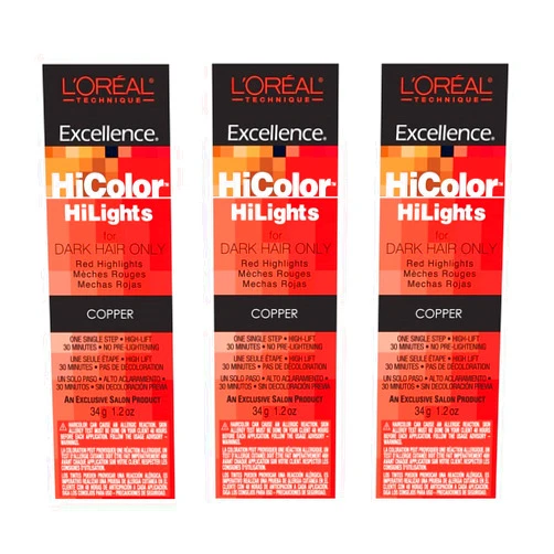L’Oréal Paris L'Oreal HiColor HiLights COPPER Permanent Hair Color Tint HC-05104 (3 Pack)