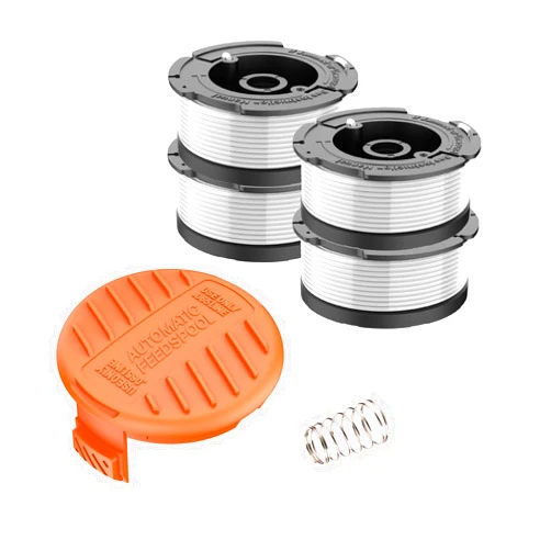 TRUSTLIONTEK Trimmer Spool, Compatible with Black + Decker Autofeed System Replacement Durable AF-100 String Trimmer Edger, 30ft 0.065 inch Line String Trimmer (4 Trimmer Spool, 1 Spool Cap, 1 Spring)