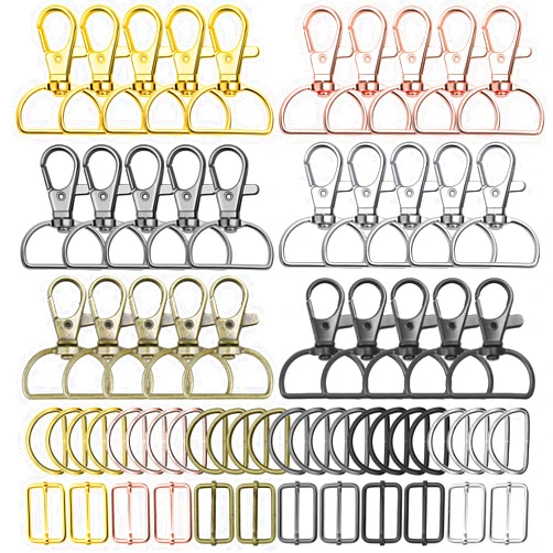 Paxcoo Keychain Bulk with Key Chain Swivel Hook D Rings and Slide Buckles for Handbag Purse Hardware Craft (1 Inch)