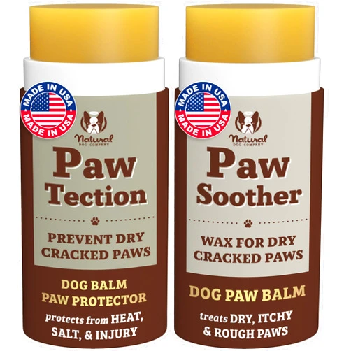 Natural Dog Company PAWDICURE Bundle, Paw Soother + PawTection Dog Paw Balms, Protect and Heal Dry, Cracked Dog Paw Pads, Organic, All Natural Ingredients, 2oz Sticks