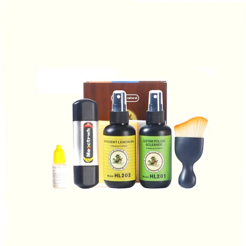 Meoctrwh Guitar Cleaning Kit, Fretboard Lemon Oil, Polish and Oil Care, Guitar String Cleaner Tool Brush String, Fret Care, Cleaning Brush & Cleaning Cloth, Extends Fretboard and String Life