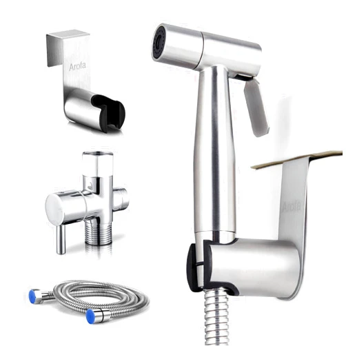Arofa Handheld Toilet Bidet Sprayer for Toilet-Adjustable Water Pressure Control with Bidet Hose for Feminine Wash, Stainless Steel Brushed Nickel Cloth Diaper for Baby Wash