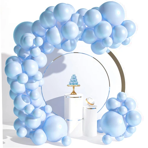 WESTGO 129pcs Blue Latex Balloons Garland Arch Kit Different Sizes 18 12 10 5 Inch Party Balloon Kit with Ribbon and Glue Decorations Wedding Birthday Anniversary Holiday Graduation Baby Shower Party